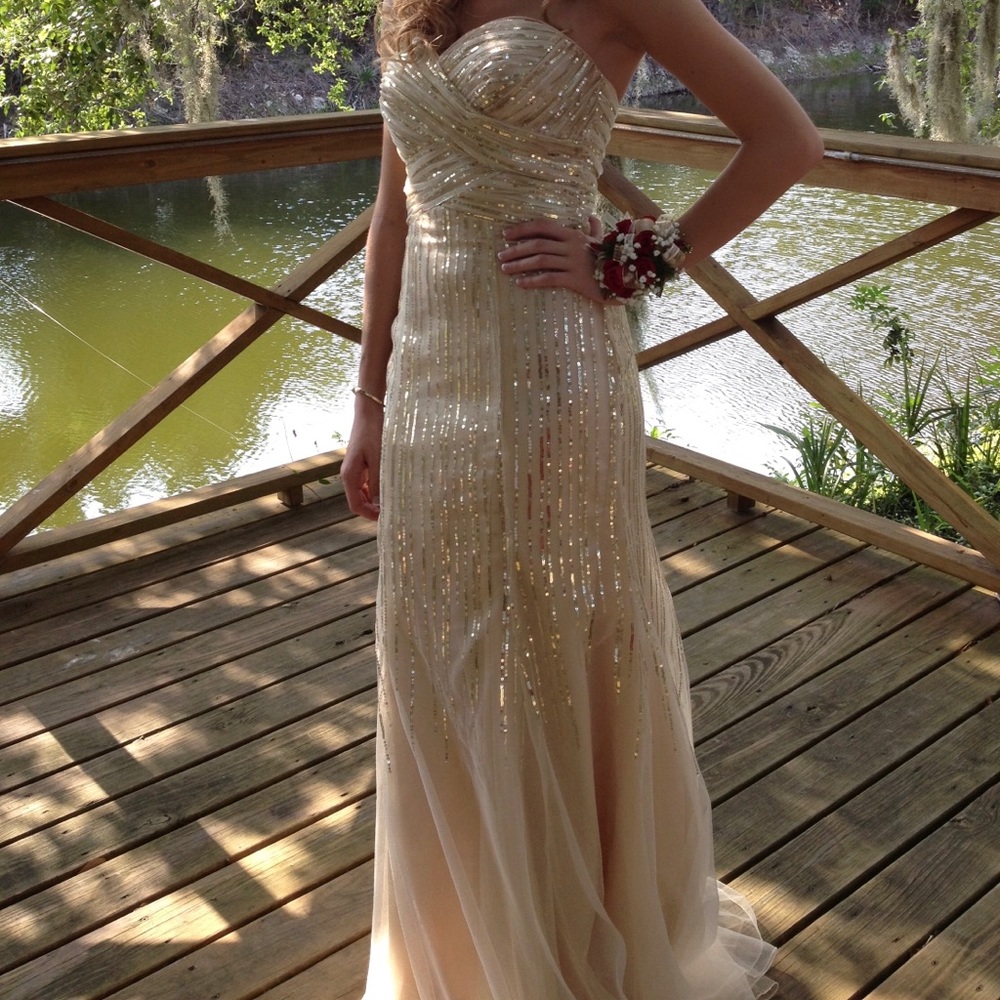 Night Moves Gold Sequined Gown